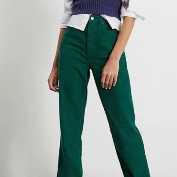 PACSUN DARK GREEN DAD JEAN CORDUROY LADIES SMALL - Picture 2 of 5